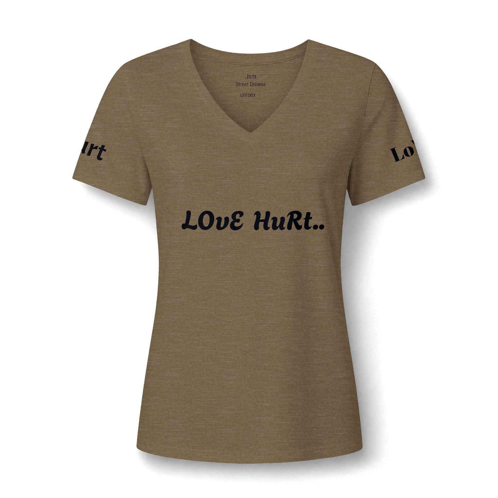 Love Hurt V-Neck Tee — Women's Casual Graphic Shirt - JSM-Street Dreams
