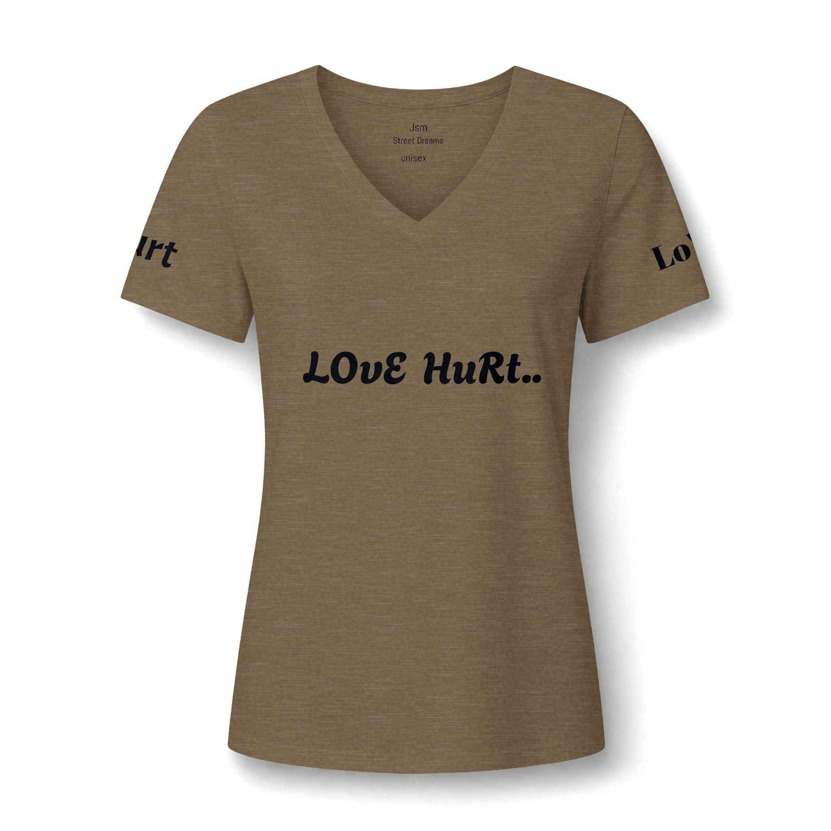 Love Hurt V-Neck Tee — Women's Casual Graphic Shirt - JSM-Street Dreams