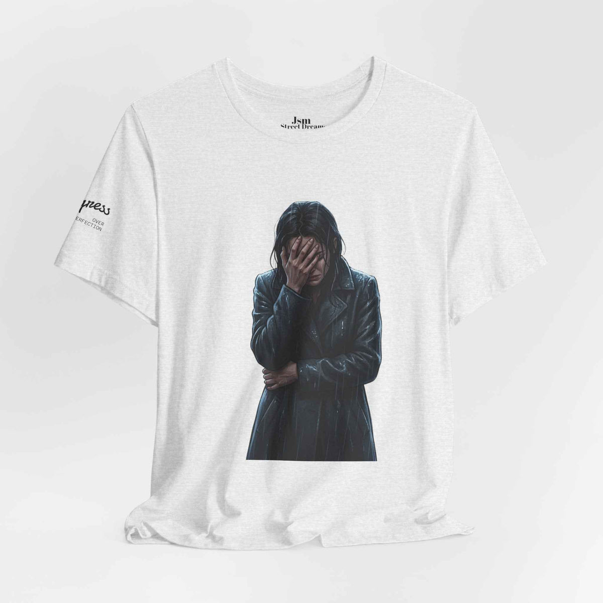 Funny 'Shit Happends' Graphic Tee — Sadface Photo Front, Bold Back Print - JSM-Street Dreams