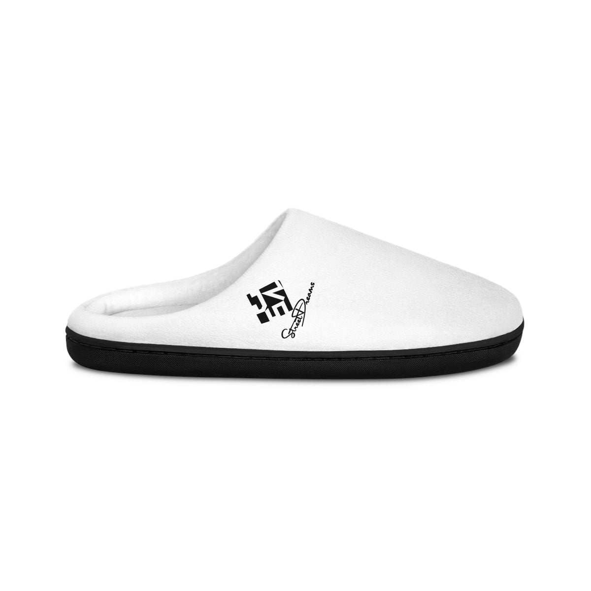 Men's Cozy Indoor Slippers — Minimal White Slip-On with Subtle Logo - JSM-Street Dreams