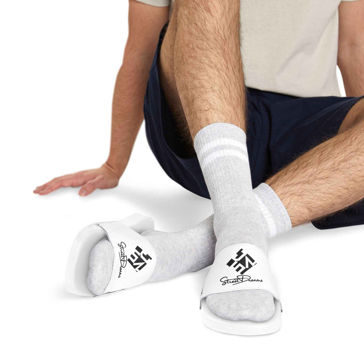 Men's Logo Slide Sandals — Removable Strap Casual Pool & Shower Slides - JSM-Street Dreams