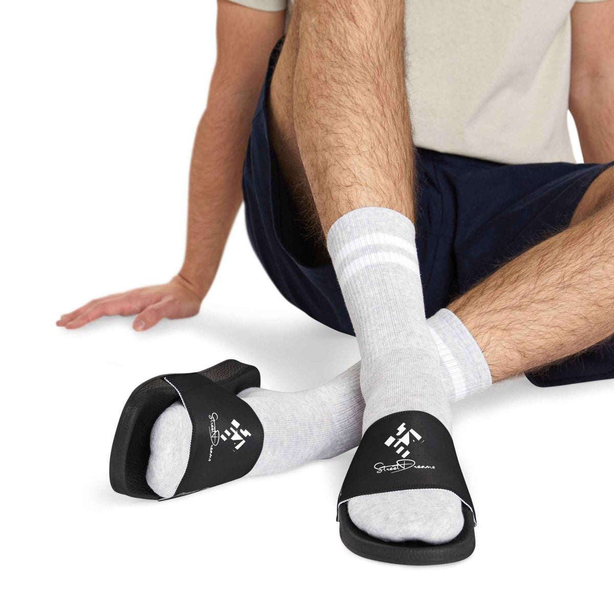 Men's Logo Slide Sandals — Removable Strap Casual Pool & Shower Slides - JSM-Street Dreams