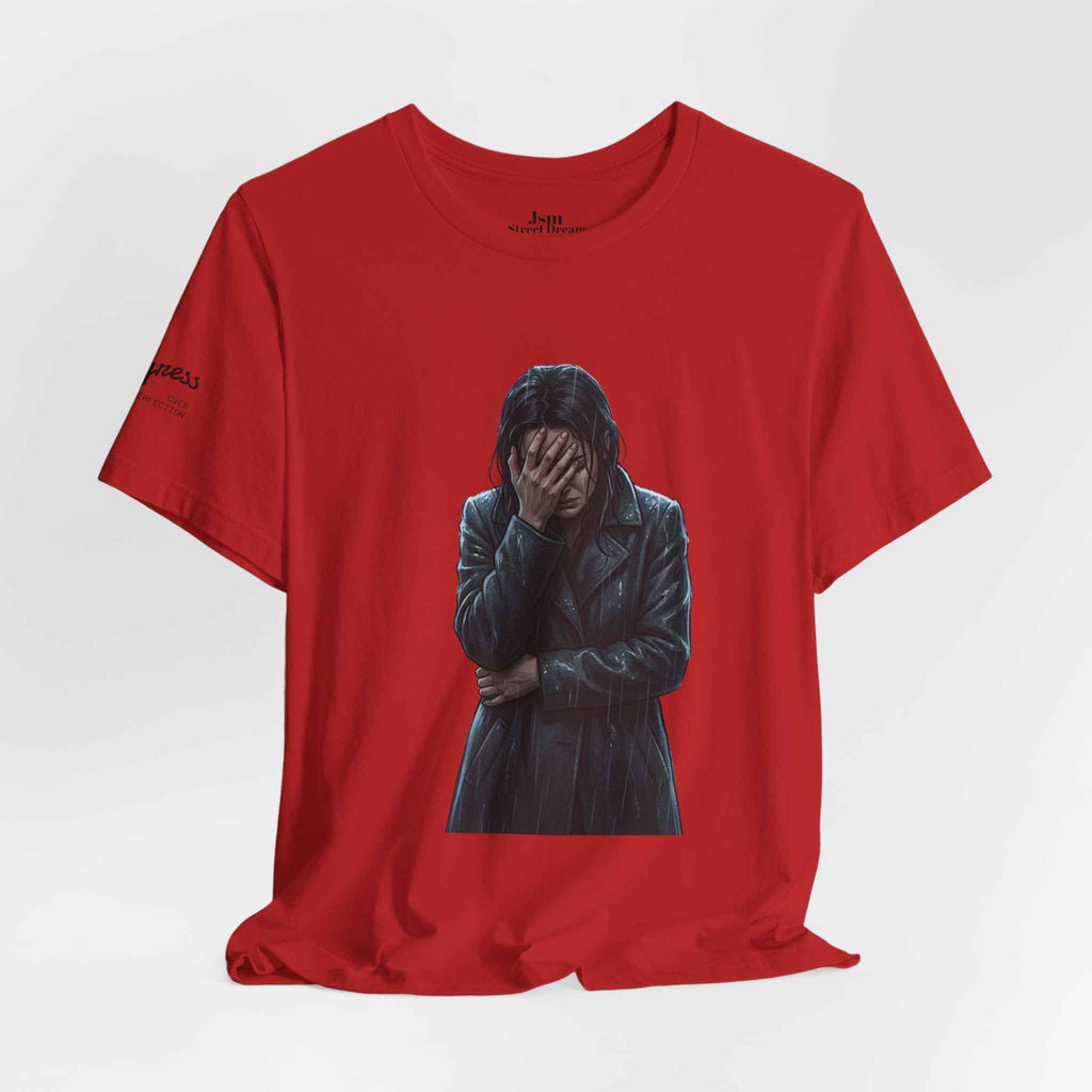 Funny 'Shit Happends' Graphic Tee — Sadface Photo Front, Bold Back Print - JSM-Street Dreams