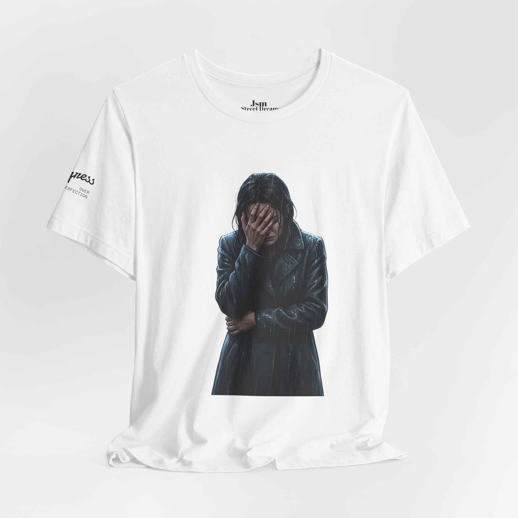 Funny 'Shit Happends' Graphic Tee — Sadface Photo Front, Bold Back Print - JSM-Street Dreams