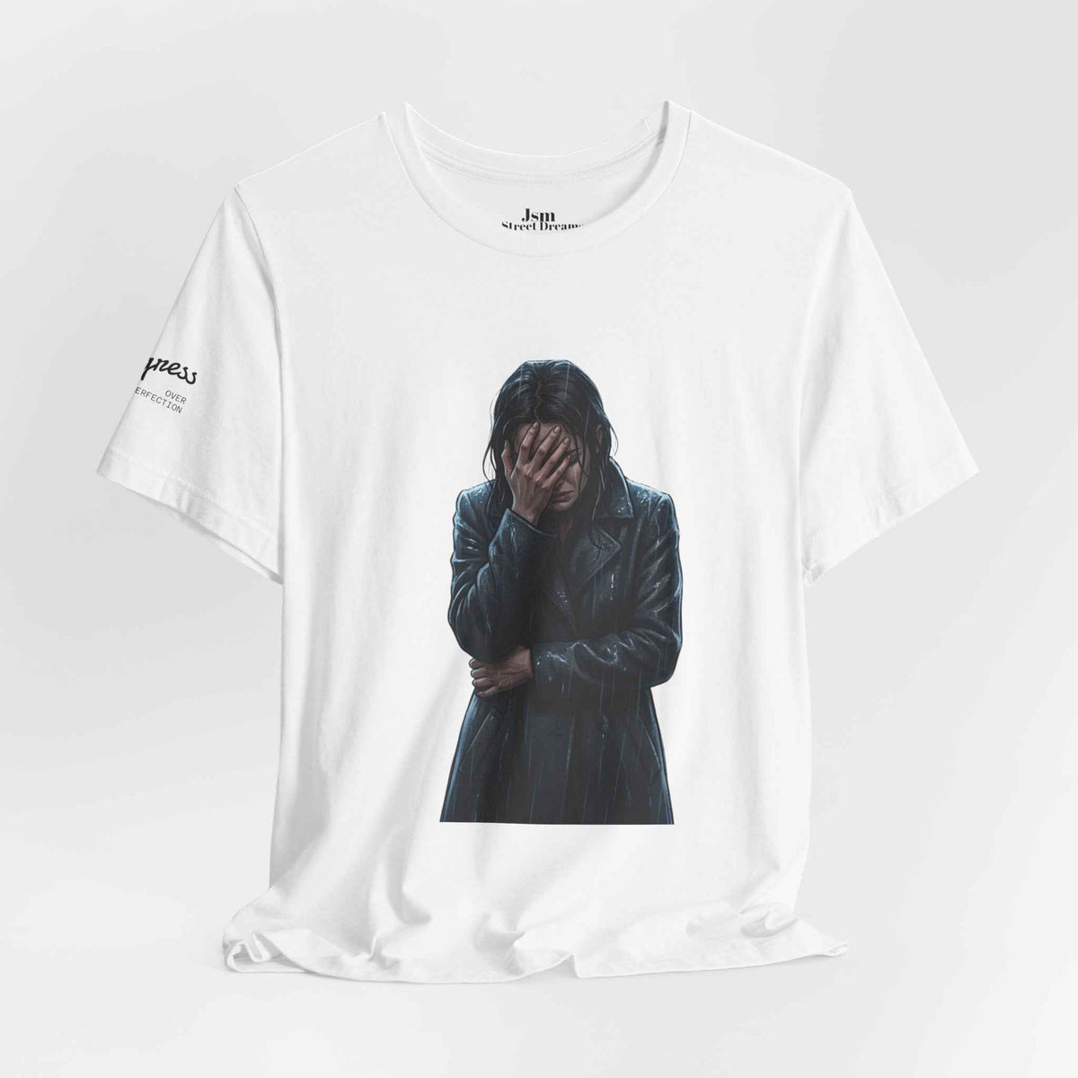 Funny 'Shit Happends' Graphic Tee — Sadface Photo Front, Bold Back Print - JSM-Street Dreams