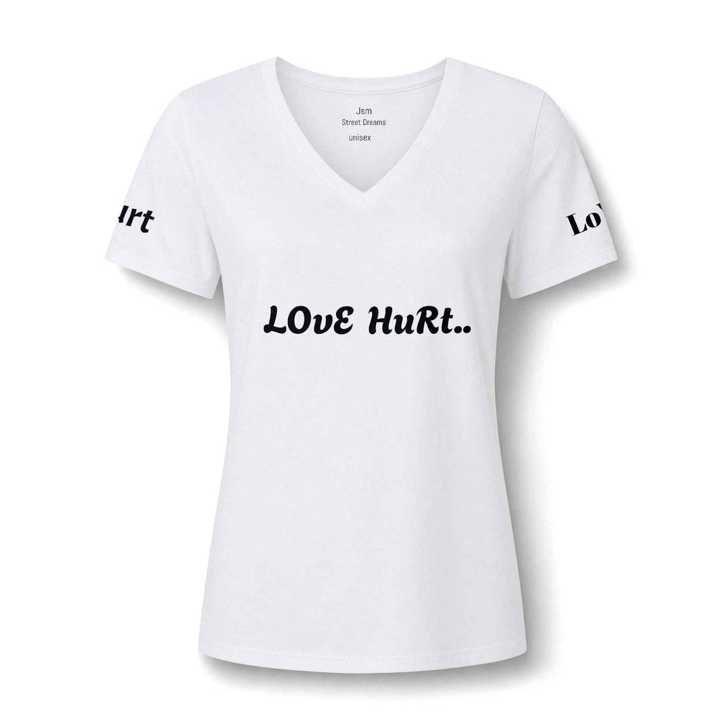 Love Hurt V-Neck Tee — Women's Casual Graphic Shirt - JSM-Street Dreams