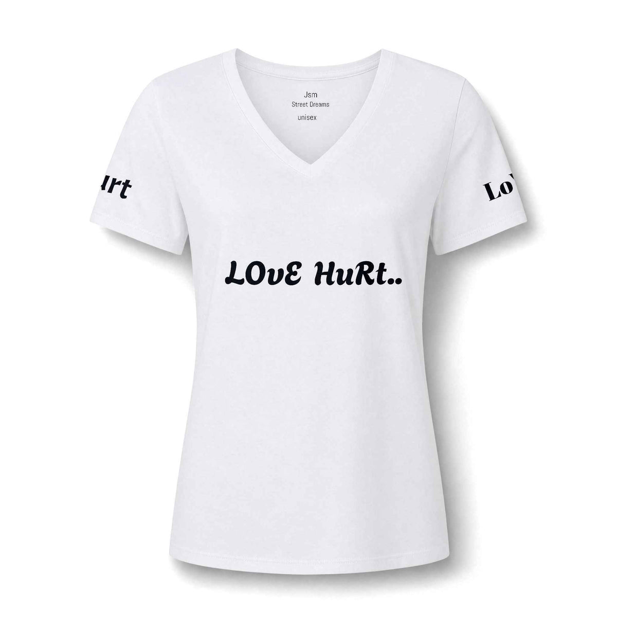Love Hurt V-Neck Tee — Women's Casual Graphic Shirt - JSM-Street Dreams