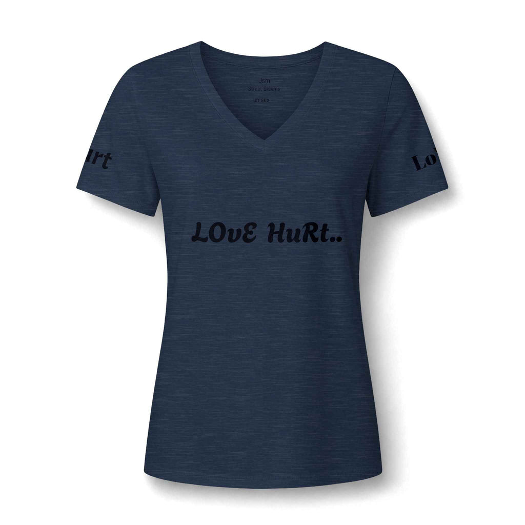 Love Hurt V-Neck Tee — Women's Casual Graphic Shirt - JSM-Street Dreams