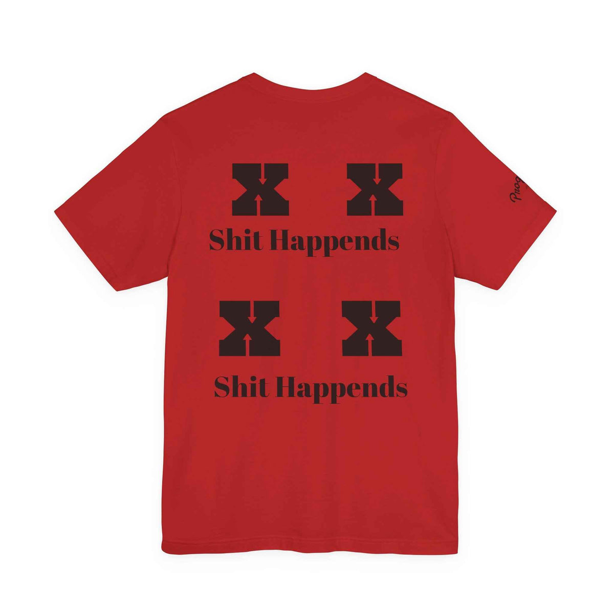 Funny 'Shit Happends' Graphic Tee — Sadface Photo Front, Bold Back Print - JSM-Street Dreams
