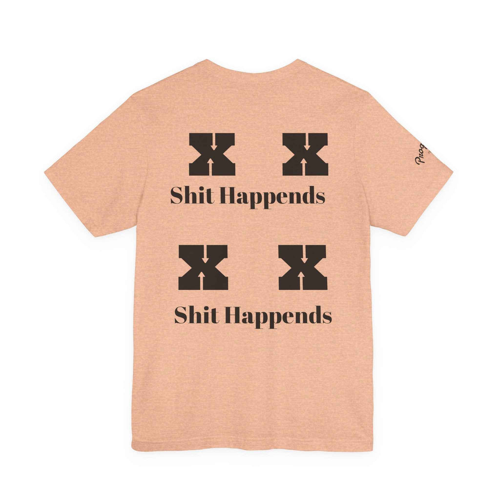 Funny 'Shit Happends' Graphic Tee — Sadface Photo Front, Bold Back Print - JSM-Street Dreams
