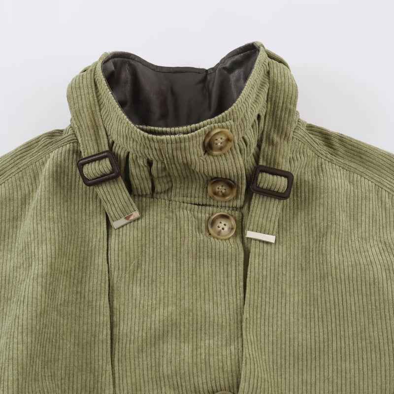 Army Green Buttoned Belted Vintage Workwear Jacket