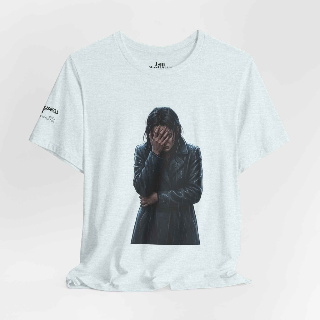 Funny 'Shit Happends' Graphic Tee — Sadface Photo Front, Bold Back Print - JSM-Street Dreams