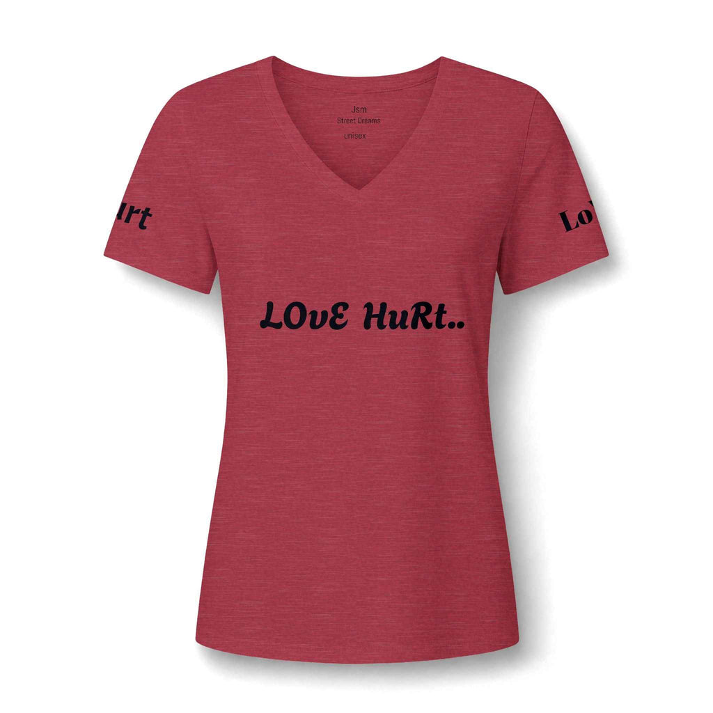 Love Hurt V-Neck Tee — Women's Casual Graphic Shirt - JSM-Street Dreams